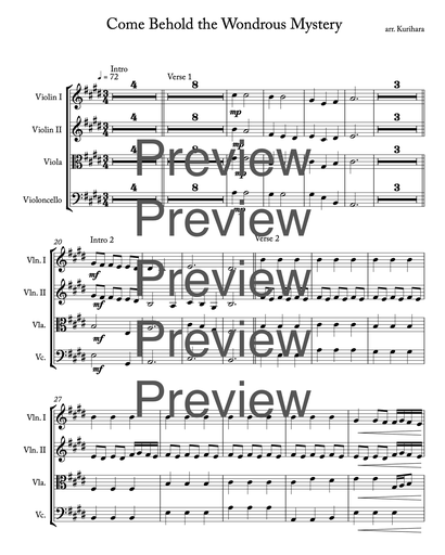 Come Behold the Wondrous Mystery - String Quartet Arrangement